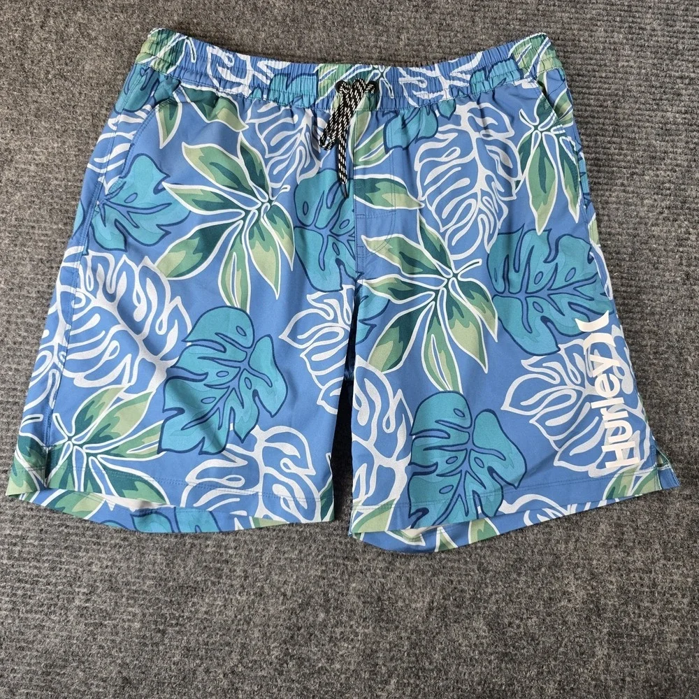 HURLEY Men's Tropical Board Shorts Lined Blue Floral ~ Size XL‎